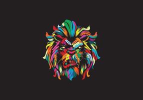 Lion head animals pop art colorful vector