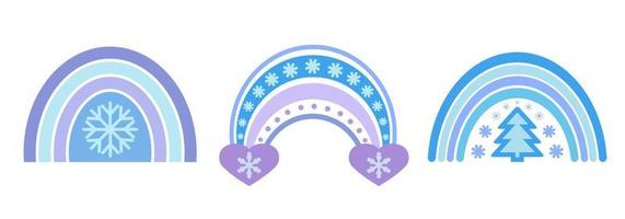 arco iris de invierno azul vectorial. elemento navideño para el diseño de pegatinas, estampados, tarjetas, embalaje vector