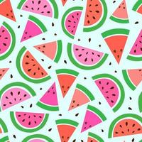 Vector seamless pattern from slices of watermelon. Delicious print, packaging, fabric, surface design. Composition of juicy fruits, banner, poster, postcard. Natural healthy product for healthy diet