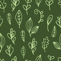 Vector seamless pattern of doodle leaves. Digital scrap paper