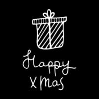 caja de regalo de navidad sencilla. ilustración vectorial dibujada a mano por un trazador de líneas en estilo de garabato. regalo para año nuevo, cumpleaños, navidad vector
