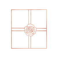 caja de regalo de rosa metálica de cobre delineada png