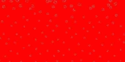 Fondo de doodle de vector rojo claro con flores.