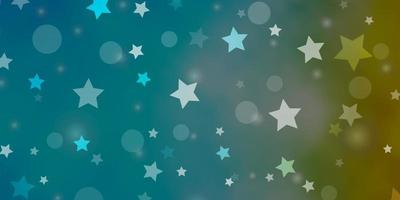 Light Blue, Yellow vector template with circles, stars.