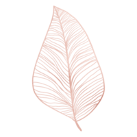 Rose Gold Metallic Leaf Outlined png