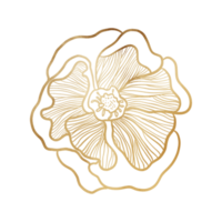 Gold Metallic Blooming Flower Outlined png