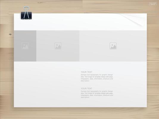 Book binder with empty cover for background on wood. Template design for catalogue or portfolio. Vector.