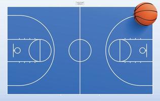 pelota de baloncesto y fondo de campo de baloncesto. con línea de patrón de corte y área. vector. vector