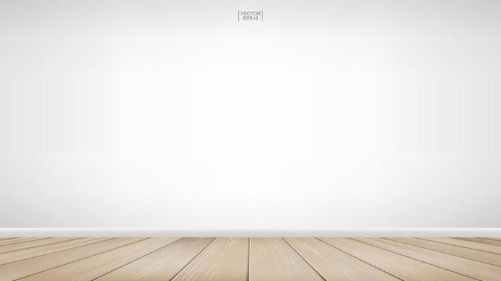 Empty wooden room space background. Interior abstract background for design and decoration. Vector.