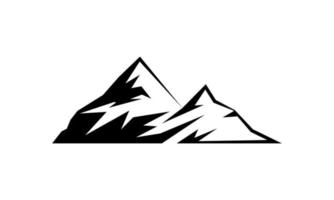 Outlined Mountain Vector Silhouette Icon Logo Black and White