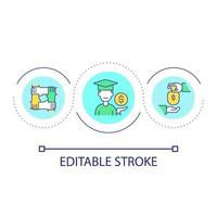 Collective financial support for student loop concept icon. Mutual fund for education. abstract idea thin line illustration. Isolated outline drawing. Editable stroke. vector