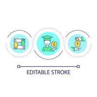 Collective financial support for student loop concept icon. Mutual fund for education. abstract idea thin line illustration. Isolated outline drawing. Editable stroke. vector