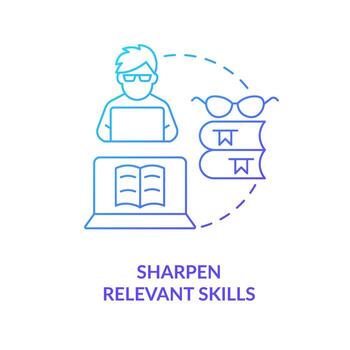 Sharpen relevant skills blue gradient concept icon. Better expertise. Becoming data scientist abstract idea thin line illustration. Isolated outline drawing. vector