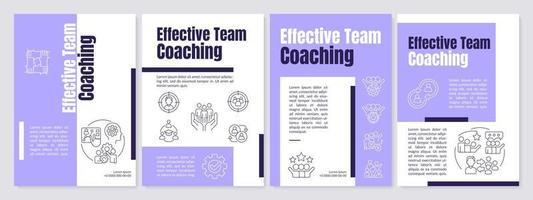 Mentoring team effectiveness purple brochure template. Team-building. Leaflet design with linear icons. Editable 4 vector layouts for presentation, annual reports.