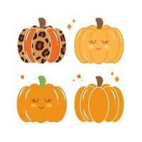 conjunto de calabazas vectoriales. estampado de leopardo. otoño otoño elementos gráficos. vector