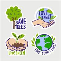 las pegatinas ambientales salvan el planeta, la ecología. vector