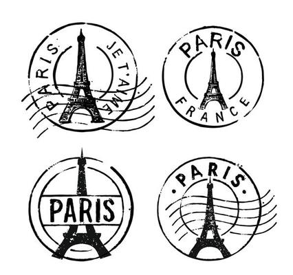 Shabby retro stamp with Eiffel tower.