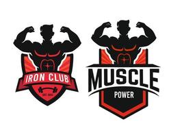 Bodybuilding emblem Fitness Gym logo design. vector