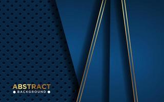 luxurious abstract blue navy gold line overlap layers with circle texture background. eps10 vector