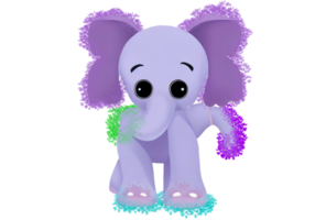 elefante morado de dibujos animados png