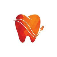 logotipo dental de cohete. combinación de logo de diente y cohete. símbolo o icono dental y de avión vector