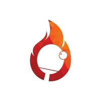 plantilla de diseño de icono de logotipo de fuego y ping pong. tenis de mesa, icono de vector de ping pong.