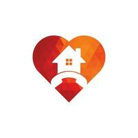 House Call heart shape concept Logo Design template. Telephone house logo design Vector. vector