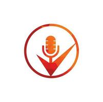 compruebe la plantilla de diseño del logotipo del vector de podcast. elemento de diseño de logotipo de icono de verificación de podcast