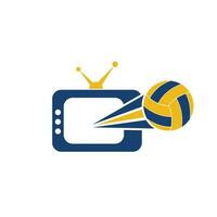 diseño de logo de voleibol y tv. ilustración de plantilla de diseño de logotipo de símbolo de voleibol tv. vector