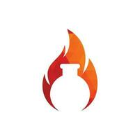 plantilla de diseño de logotipo de laboratorio de incendios. combinación de logo de laboratorio y fuego. vector