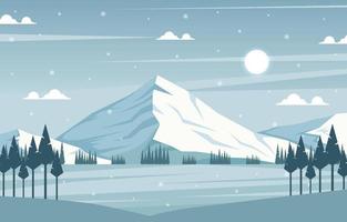 Winter Scene with Mountain and Forest Nature vector
