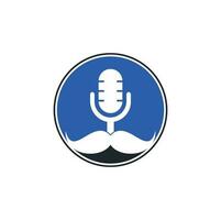 Gentleman podcast logo design template. Mustache podcast icon. vector