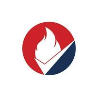 Fire check vector logo design template. Fire and checkmark icon design.