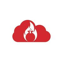 plantilla de diseño de logotipo de concepto de forma de nube de laboratorio de incendios. combinación de logo de laboratorio y fuego. vector