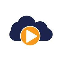 plantilla de diseño de logotipo de nube de vídeo. plantilla de logotipo multimedia de reproducción en la nube. vector