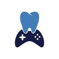 diseño del icono del logotipo del juego dental. diseño de logotipo vectorial de diente y consola. vector