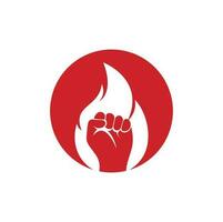 vector del logotipo del puño de fuego. símbolo de puño de llama de protesta de revolución. elemento de diseño de plantilla de logotipo de icono web.