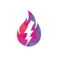 Fire Flame and Flash Lightning Thunder Bolt Logo Icon. vector