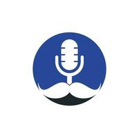 Gentleman podcast logo design template. Mustache podcast icon. vector