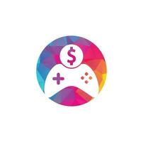 logotipo del juego de dinero. joystick juego de dinero en línea diseño de logotipo creativo vector