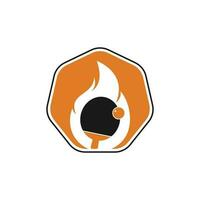 plantilla de diseño de icono de logotipo de fuego y ping pong. tenis de mesa, icono de vector de ping pong.