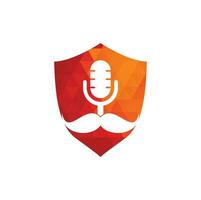 plantilla de diseño de logotipo de podcast de caballero. icono de podcast de bigote. vector