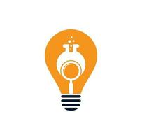 Search lab bulb shape concept logo design. find lab logo design vector template. Lab Find Logo Icon Design.