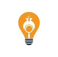 Search lab bulb shape concept logo design. find lab logo design vector template. Lab Find Logo Icon Design.