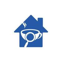 vector de diseño de plantilla de logotipo de concepto de forma de casa de búsqueda de café. vector de plantilla de logotipo de lupa de café.