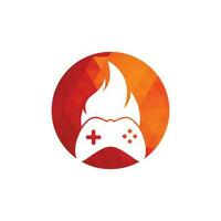 vector de diseño de icono de logotipo de fuego de juego. pad de juego con un fuego para el logotipo de juego