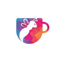 inspiración del logo de la abeja del café. plantilla de diseño de café o bebida. vector