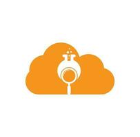 Search lab cloud shape concept logo design. find lab logo design vector template. Lab Find Logo Icon Design.