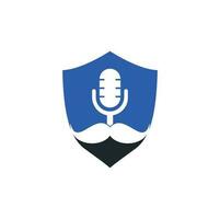 Gentleman podcast logo design template. Mustache podcast icon. vector