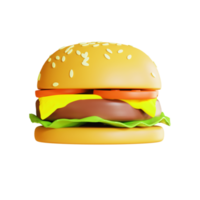 Representación 3d de una deliciosa hamburguesa con queso